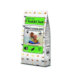 Expert Chat & Chat Care Adult Sterilized Cat Food Rich in White Meat Poultry 900G