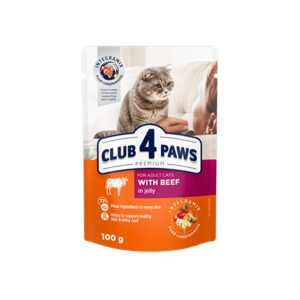 Club 4 Paws Wet Food with Beef in Jelly for Adult Cats 100 Gr