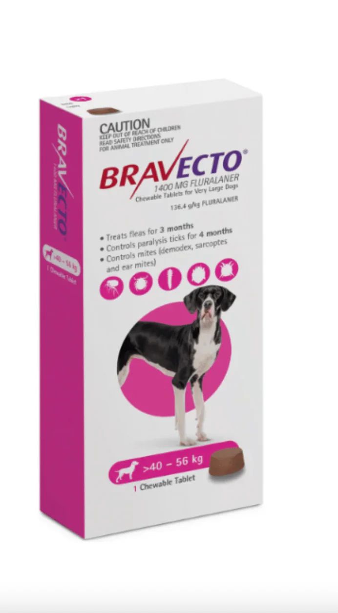 Bravecto Chewable Tablet For Very Large Dogs (40 - 56 Kg) X 1 Tablet