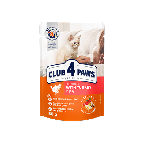 CLUB 4 PAWS Premium Kittens Wet Food With Turkey in Jelly Pouch