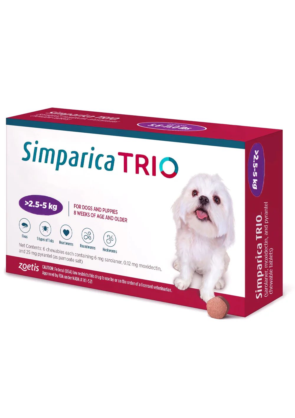 Simparica Trio Dogs 2.5 - 5KG - 1 Tablet